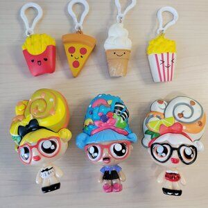 Bundle of Squishy Toys: Food Keychains Pizza Popcorn & Gelateens Gelato Dolls
